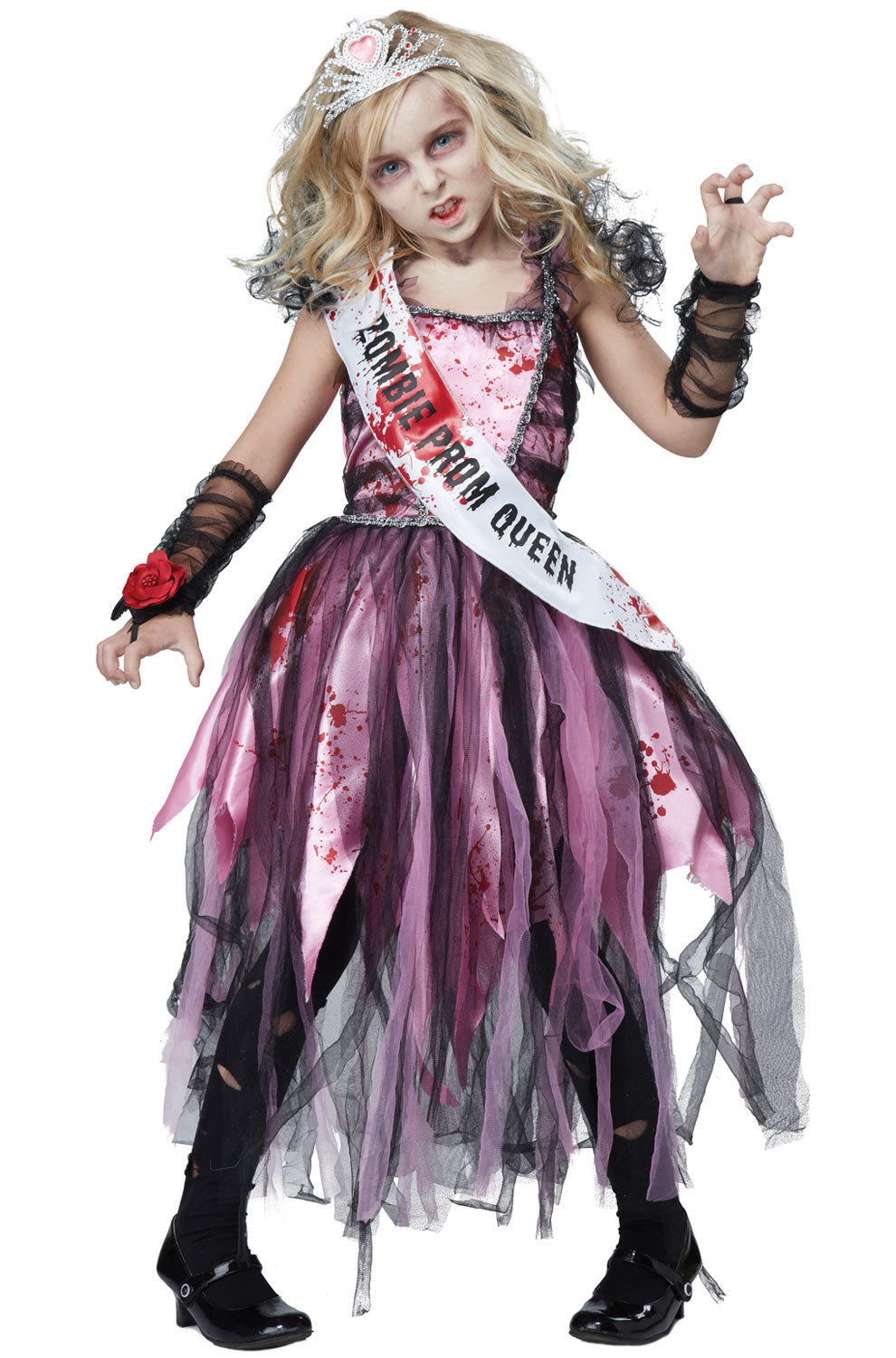 prom queen halloween dress Amscan Girl's Corpse Costume, Grey, M A corsage of red roses and matching gray tulle goes on the wrist Zombie Prom Queen Costume |