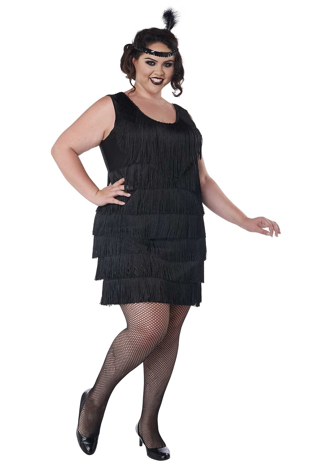 Plus Size Fashion Flapper Costume (Black)