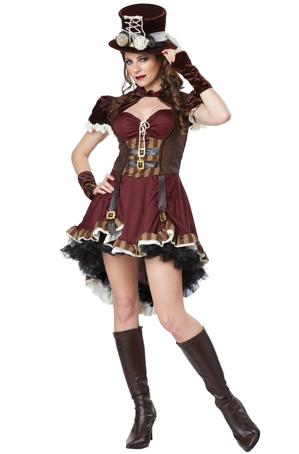 steampunk dress Girl Adult Costume Color:#56-Light Warm Gray Paris Atelier & Other steel boned tightlacing corset PromotionEOSS2024