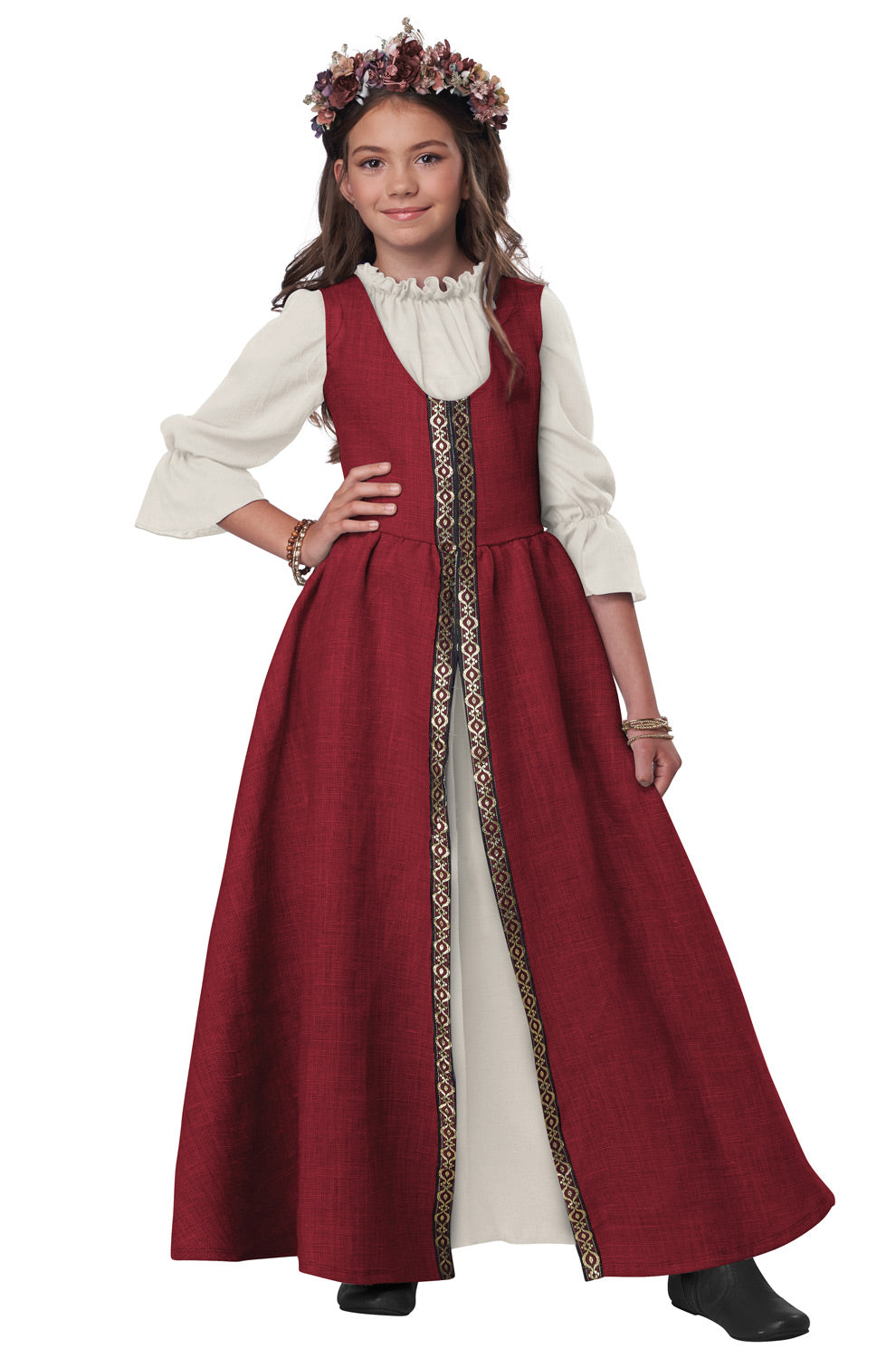 open lace back dress Renaissance Faire Dress Child Costume (Red) – Pure Costumes