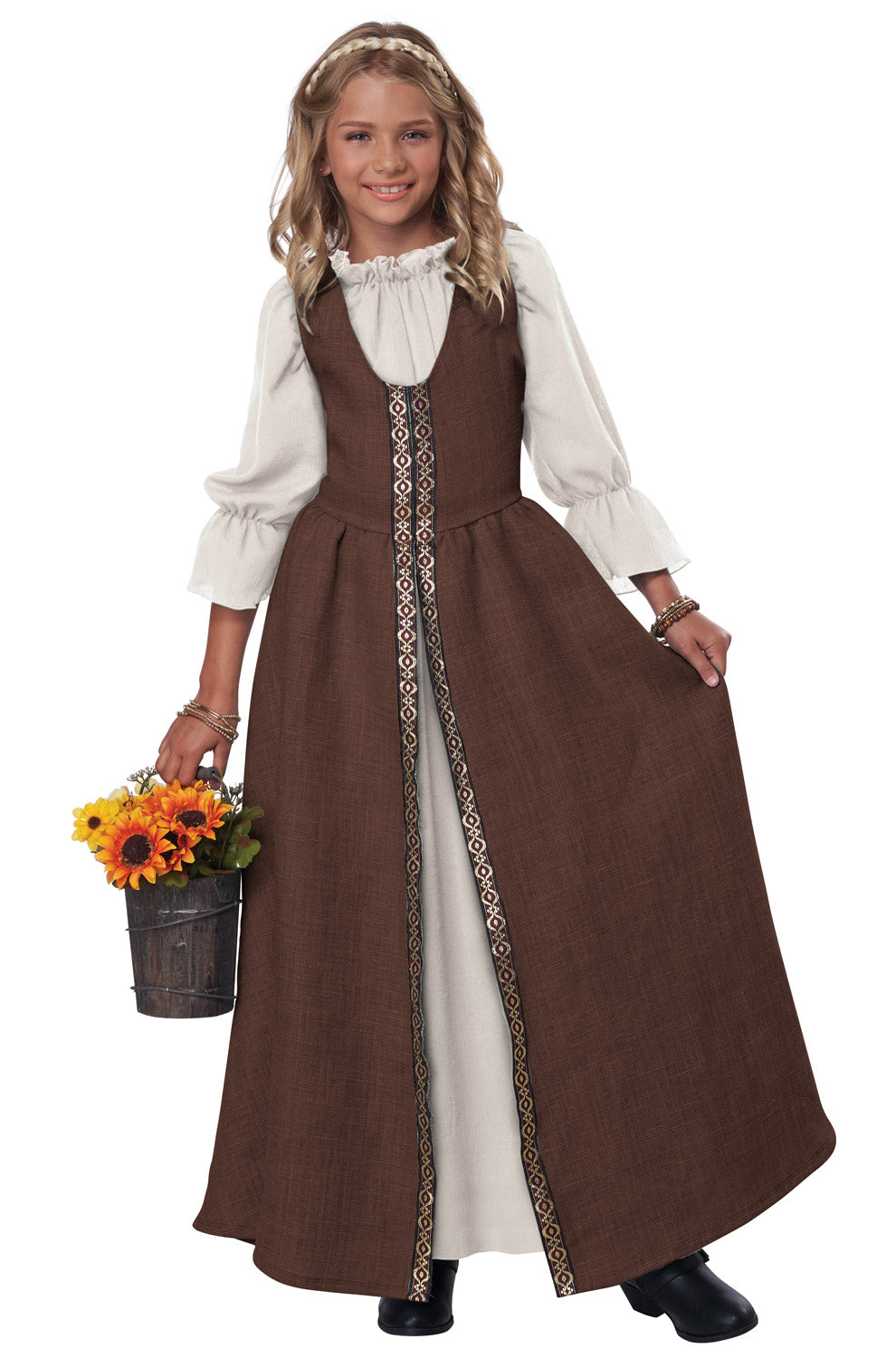 Renaissance Faire Dress Child Costume (Brown)