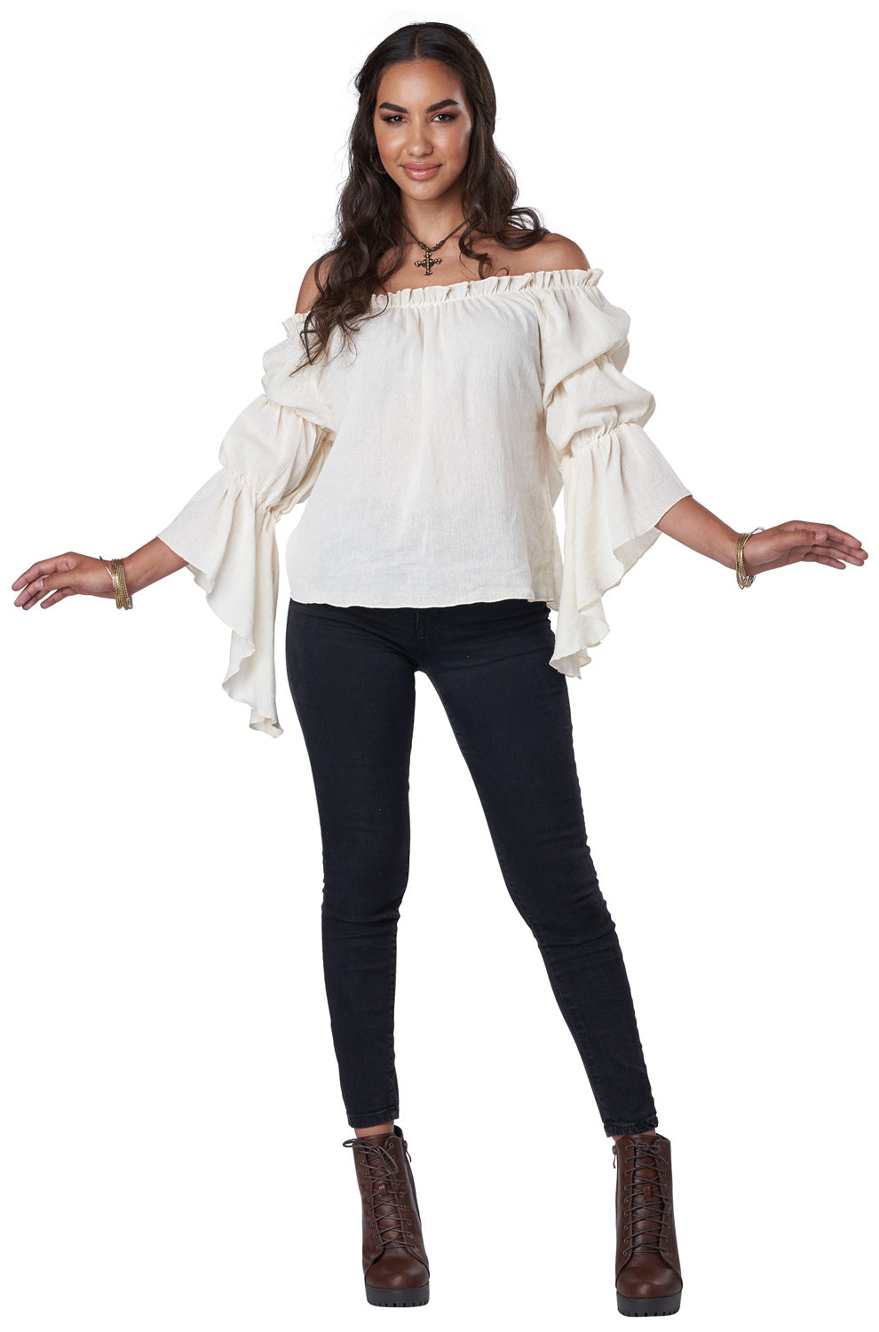 Renaissance Peasant Blouse Adult Costume (Beige)