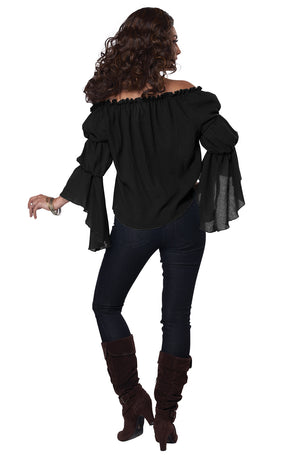 Renaissance Peasant Blouse Adult Costume (Black)