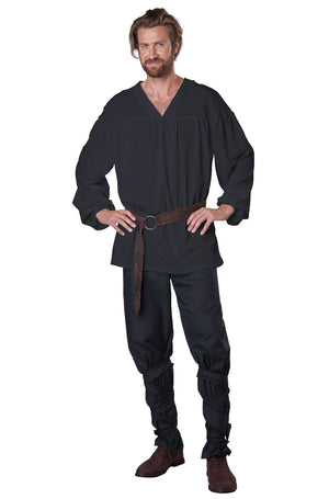 Renaissance Peasant Shirt Adult Costume (Black)