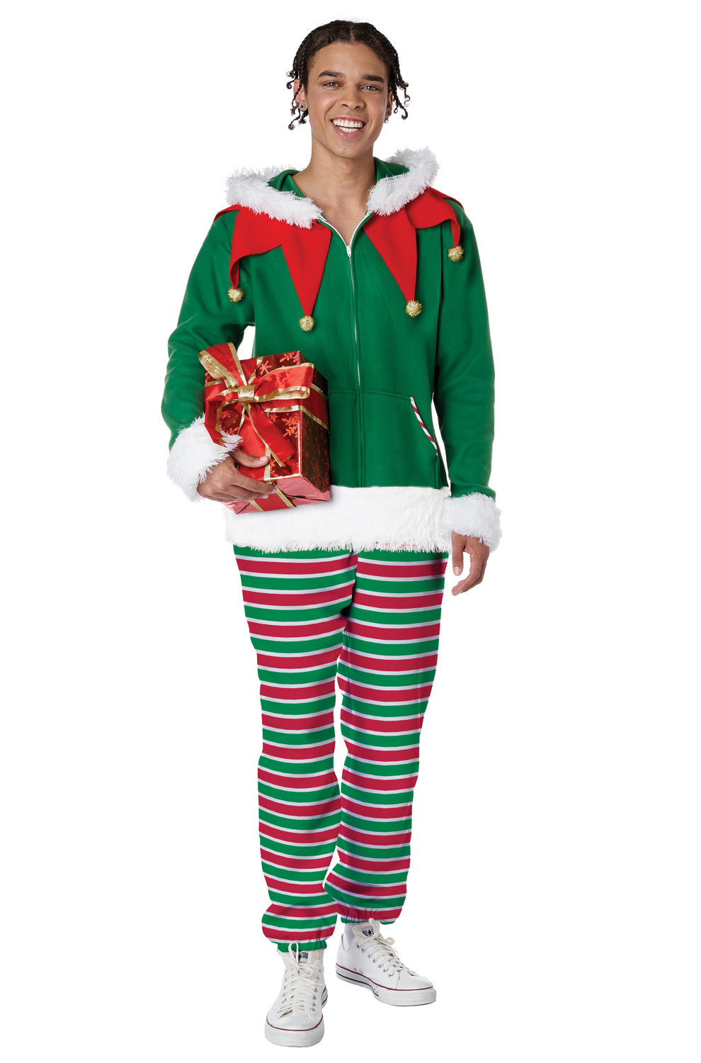 Elf Fleece Jumpsuit Adult Costume