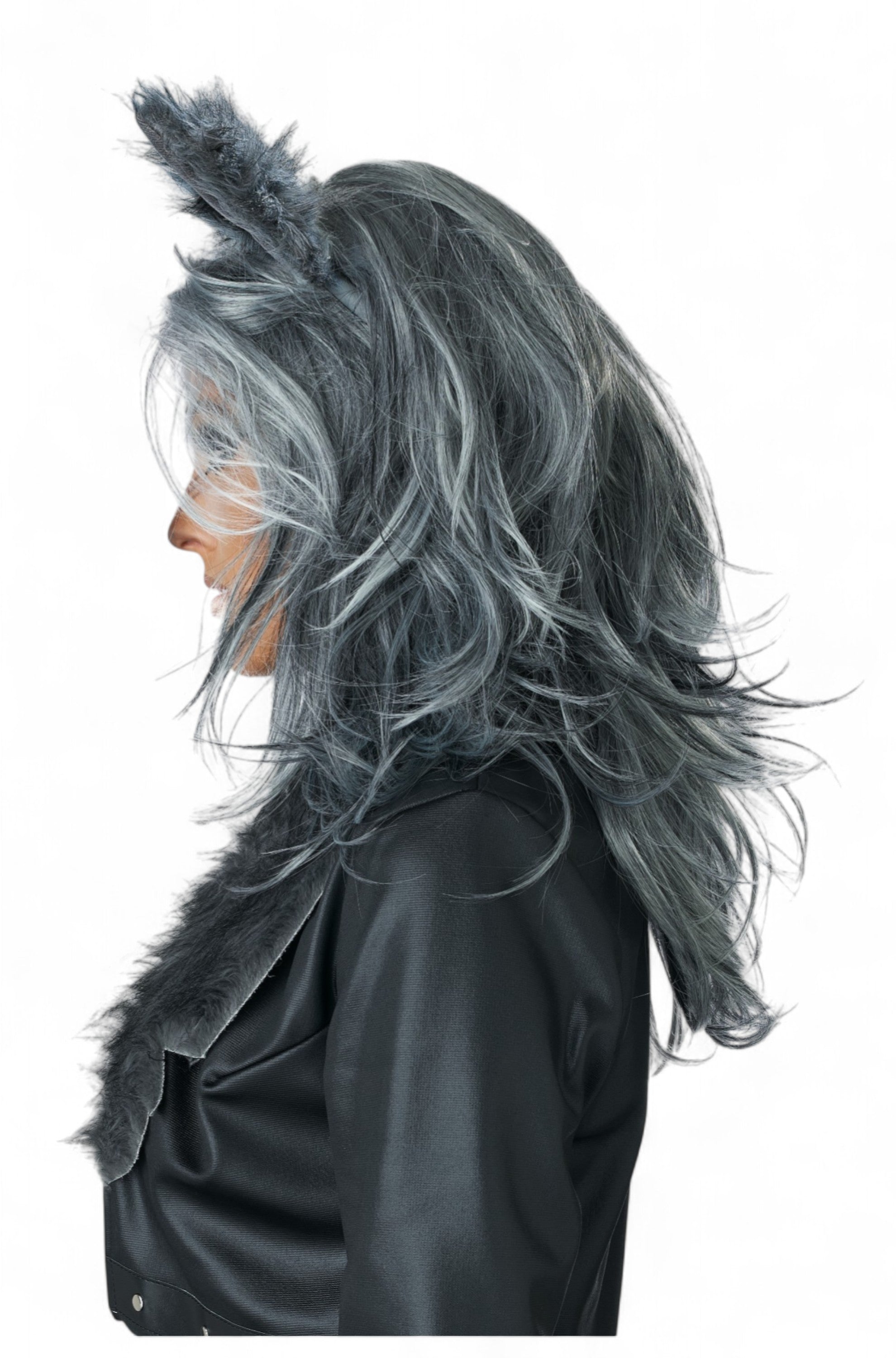 Lady Werewolf Adult Wig & Ears Set (Grey)