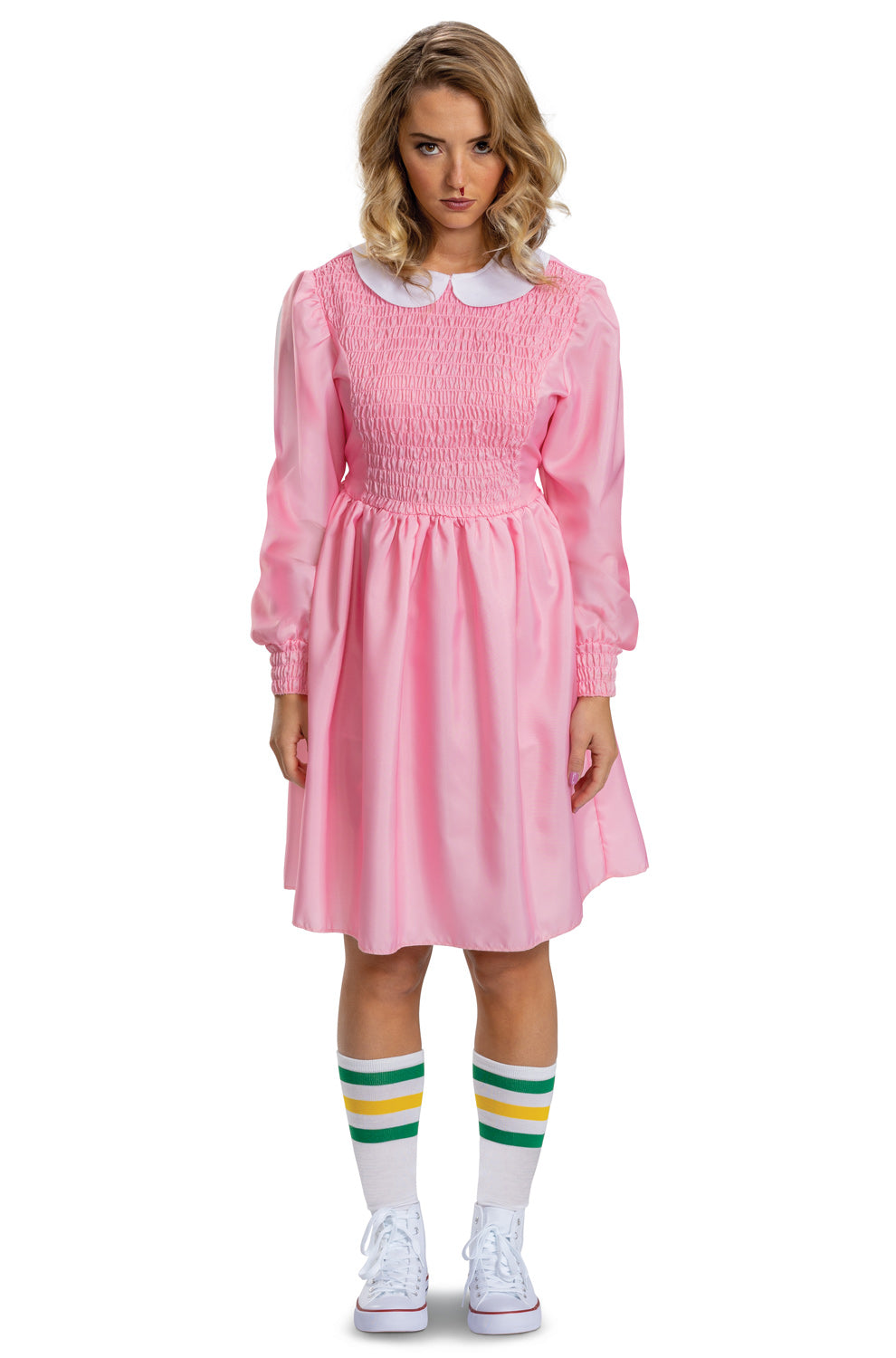 strapless open back dress Stranger Things Eleven Pink Dress Deluxe Adult Costume, Medium (8-10)