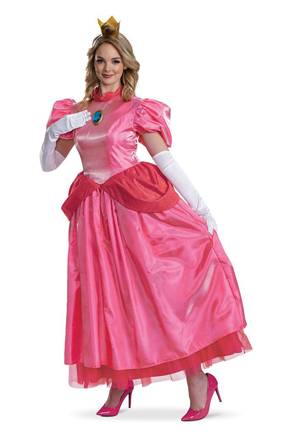 princess dress adult Women's Elevated Super Mario Bros Princess Peach Costume