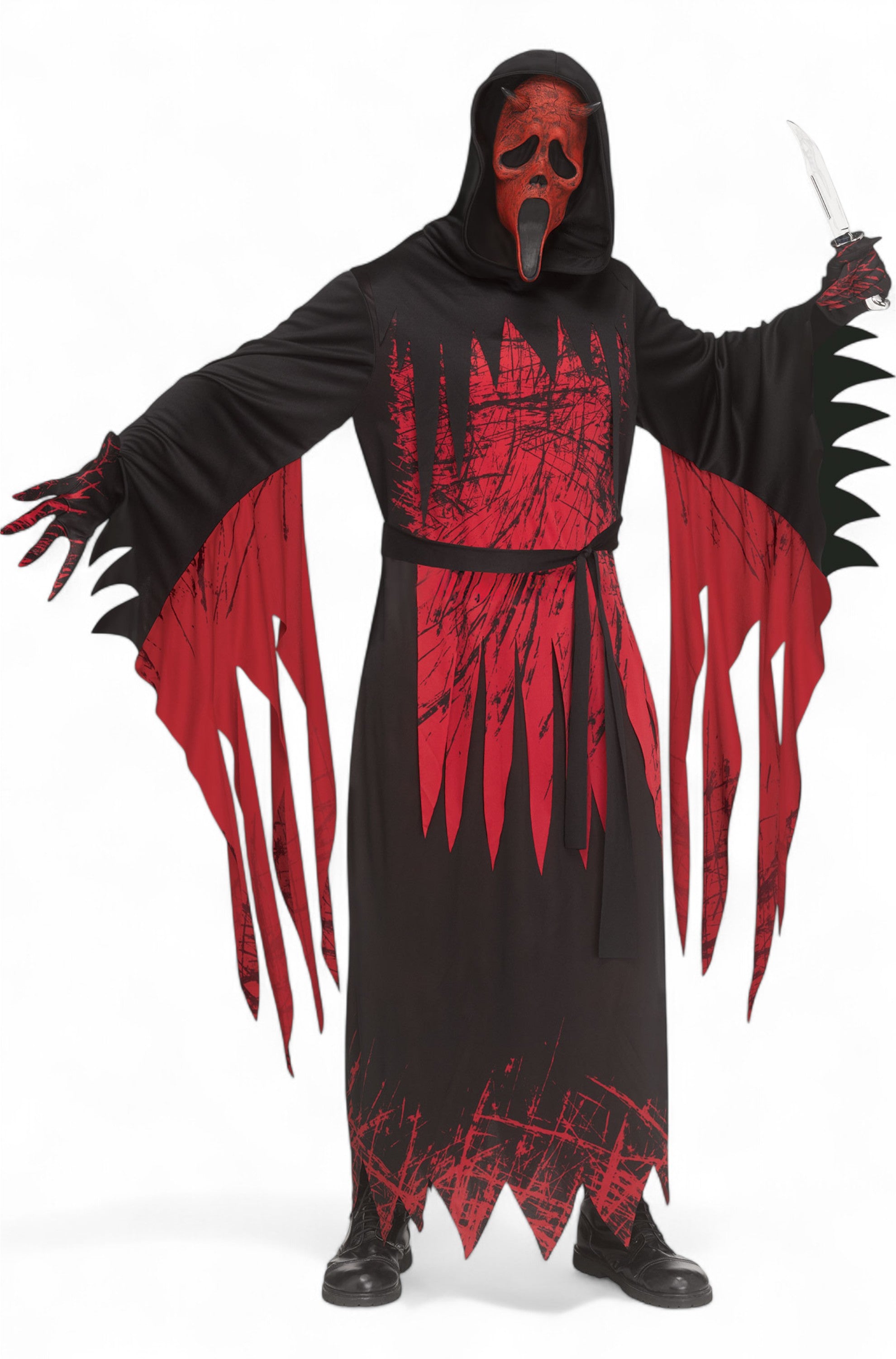 Men’s Adult Aged Devil Ghost Face Costume Black/Red Fun World