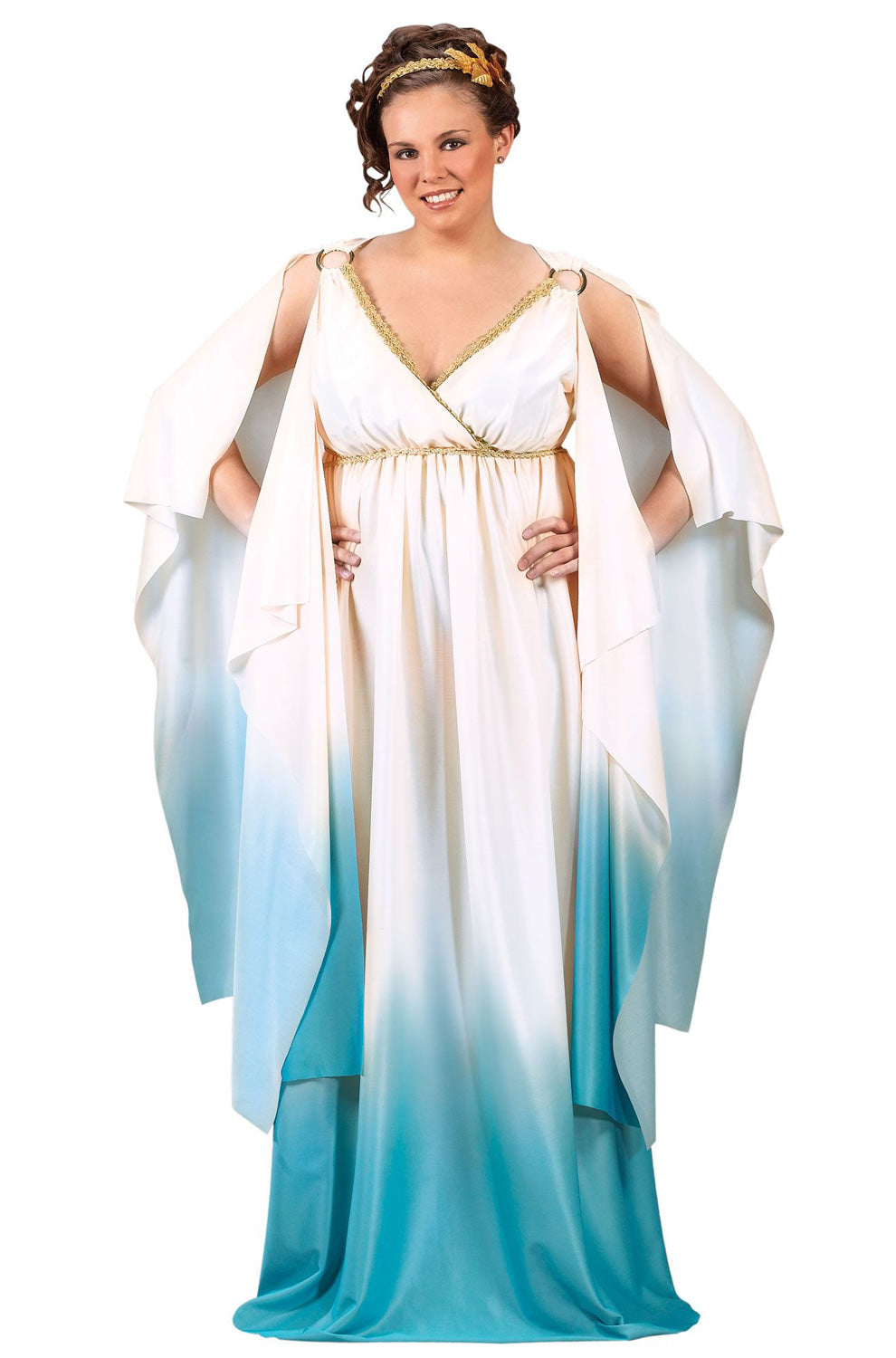 blue and white greek dress Atlantis Goddess Adult Plus Costume - 9575 - White
