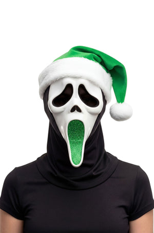 Ghost Face Glitter Santa Adult Mask (Green)