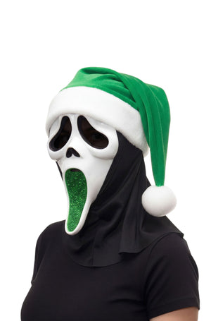 Ghost Face Glitter Santa Adult Mask (Green)