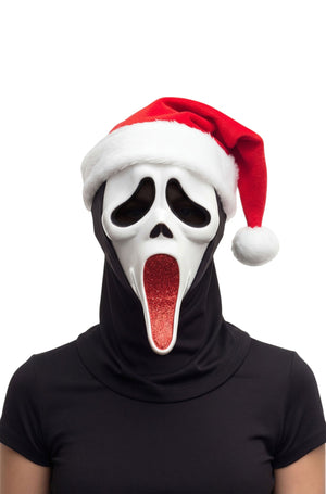 Ghost Face Glitter Santa Adult Mask (Red)