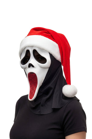 Ghost Face Glitter Santa Adult Mask (Red)