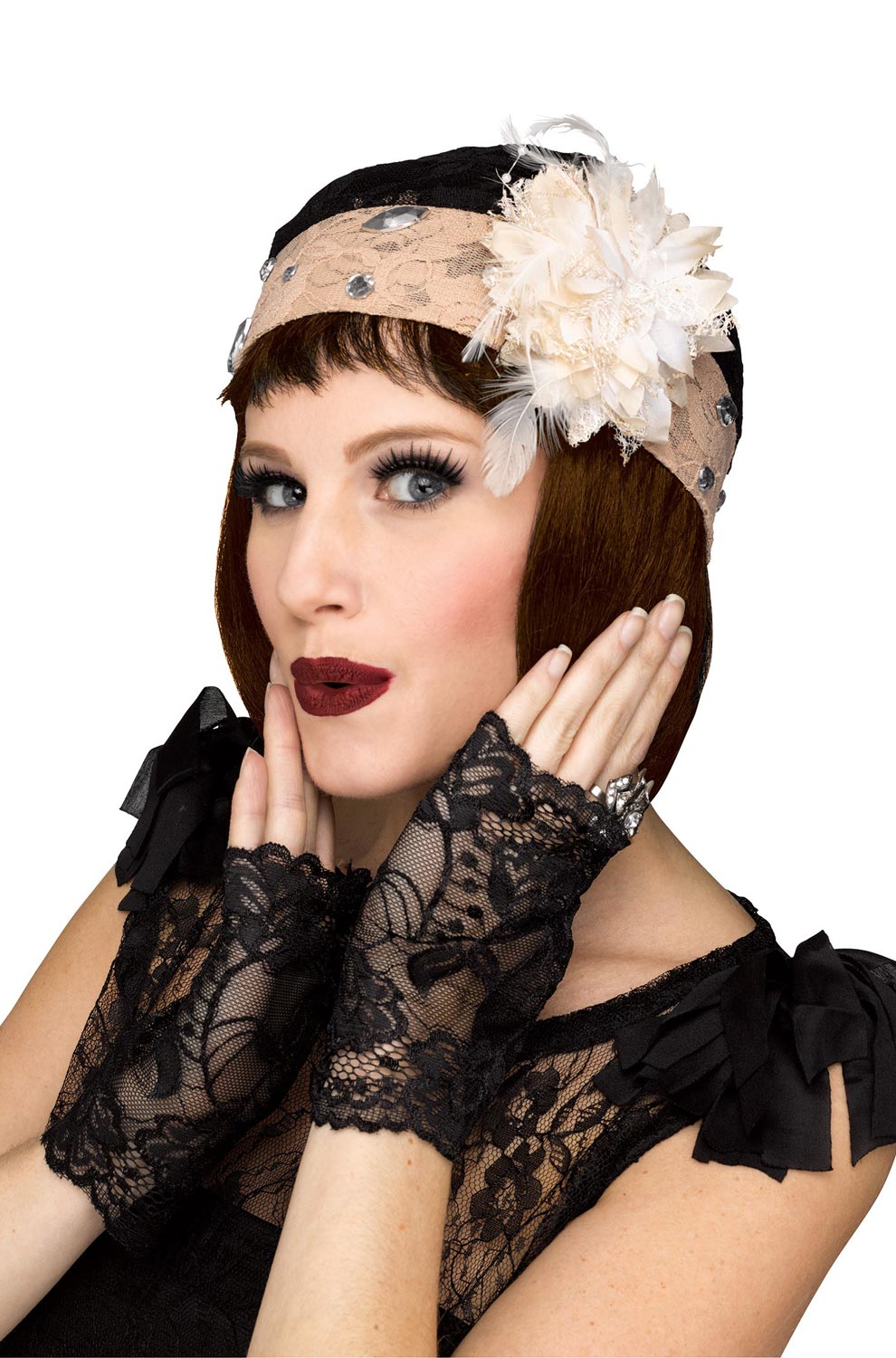 Flapper Cloche and Gloves Set