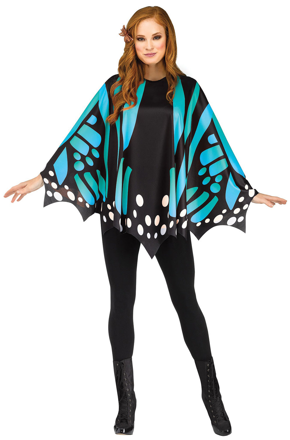 Teal Butterfly Wing Poncho Adult Costume