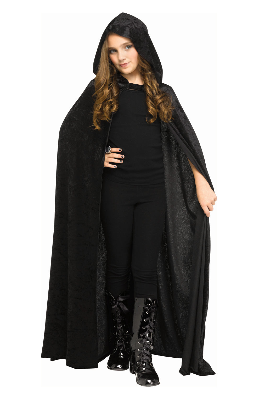 Hooded Velour Child Cape (Black)