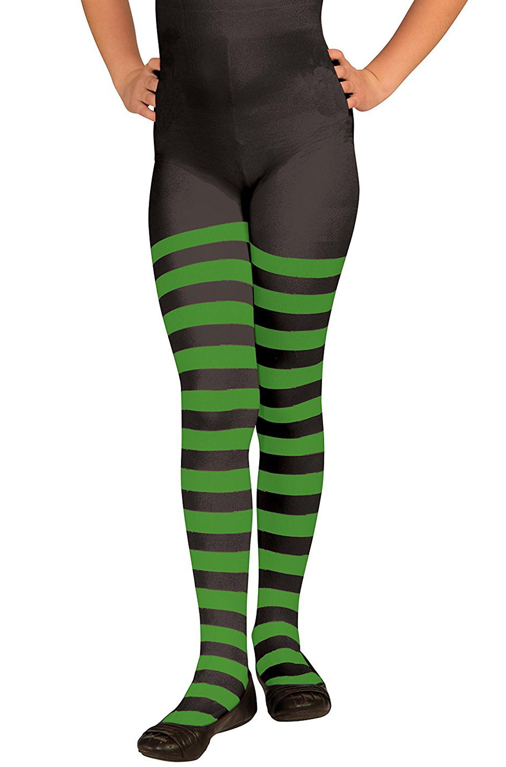 Child Striped Tights (Green/Black)