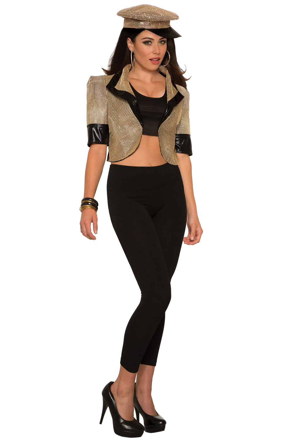 Gold Rhinestone Cropped Disco Jacket