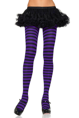 Plus Size Striped Nylon Tights