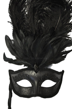 Colombina Vanity Fair Venetian Mask (Black/Black)
