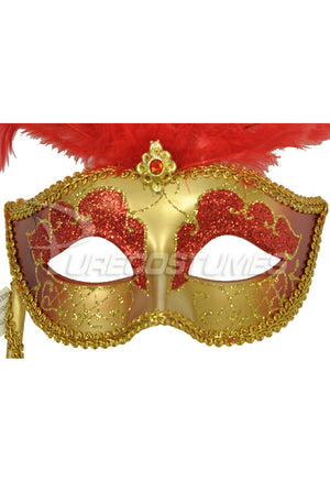 Colombina Vanity Fair Venetian Mask (Red/Gold)