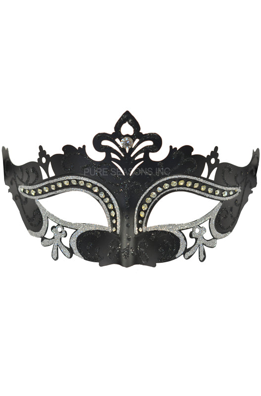 Royal Crystals Venetian Mask (Black/Silver)