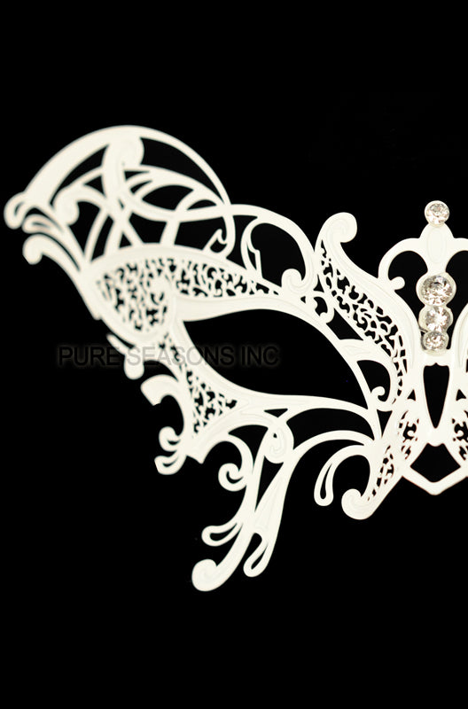 Guilded Butterfly Venetian Mask (White)