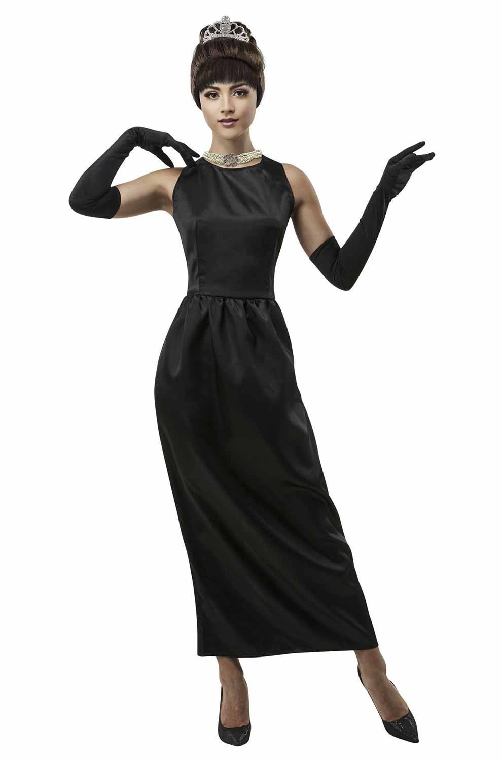 holly golightly black dress Audrey in a Bag Black Satin Costume Dress Elegant Glam
