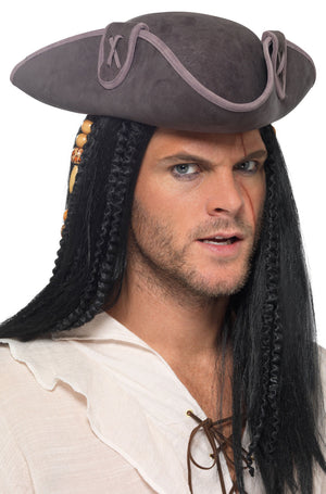 Tricorn Pirate Captain Hat (Grey)