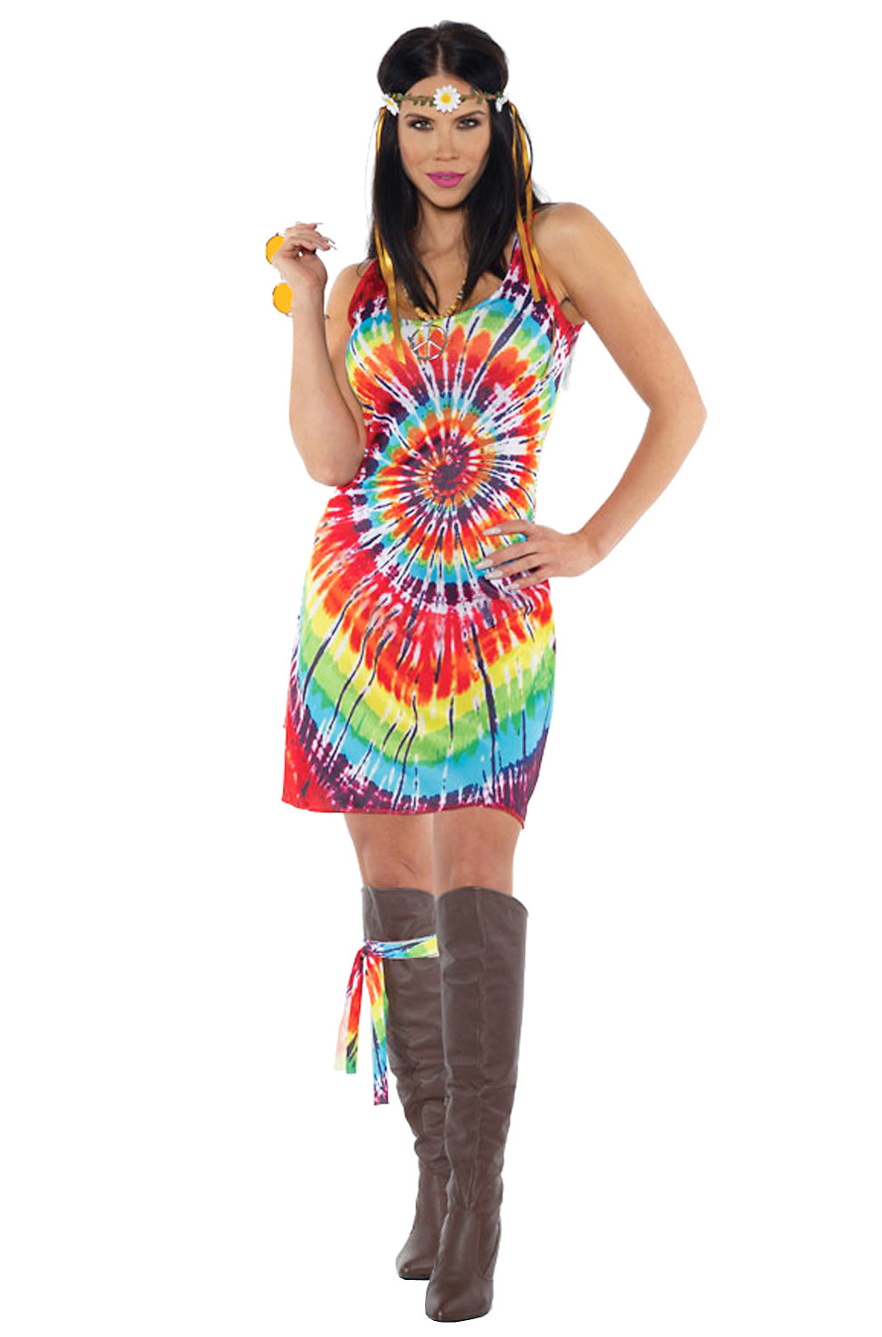 Underwraps Tie Dye Mini Dress Adult Costume
