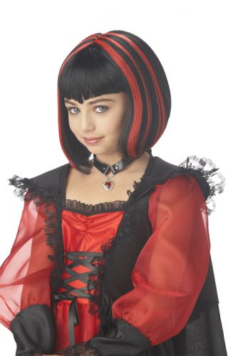 Vampire Girl Costume Wig - Black/Red