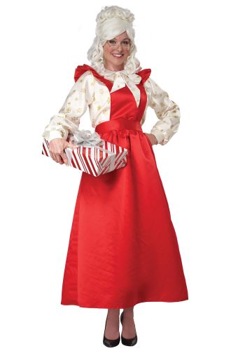 Mrs. Claus Pinafore Dress with Apron Adult Costume
