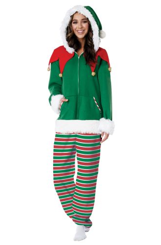 Elf Fleece Jumpsuit Adult Costume