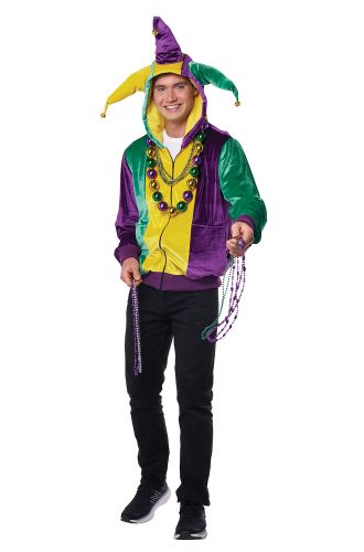 Mardi Gras Jester Hoodie Adult Costume