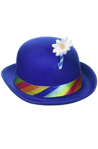 Clown Derby Hat with Flower (Blue)