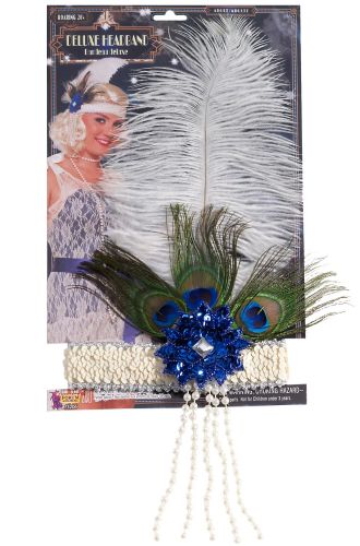 Peacock Flapper Headband (Beige)