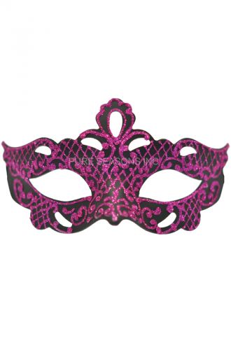 Glittery Gaze Venetian Mask (Black/Hot Pink)