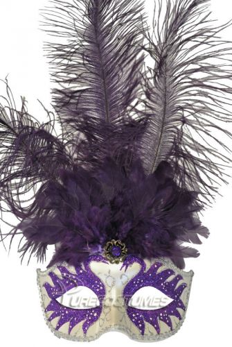 Colombina Swan Princess Feather Mask (Purple)