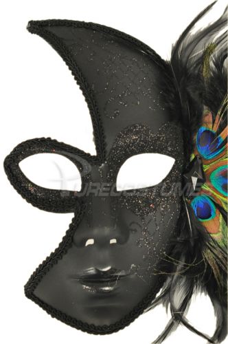 Glittery Night Peacock Mask (Black)