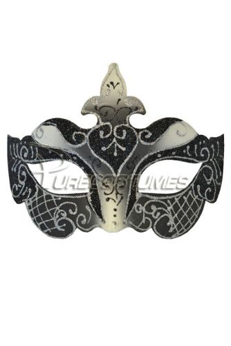 Colombina Fleur Venetian Mask (Black/Silver)