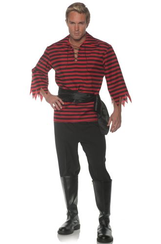 Striped Pirate Adult Costume (Black/Red)