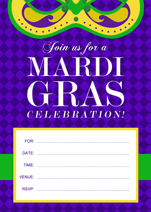 Free Printable Mardi Gras Invitation by
