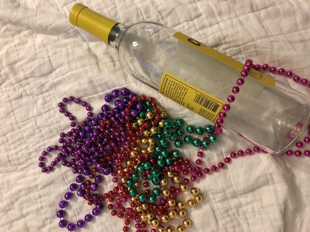 bottle before Mardi gras beads decorations crafts diy