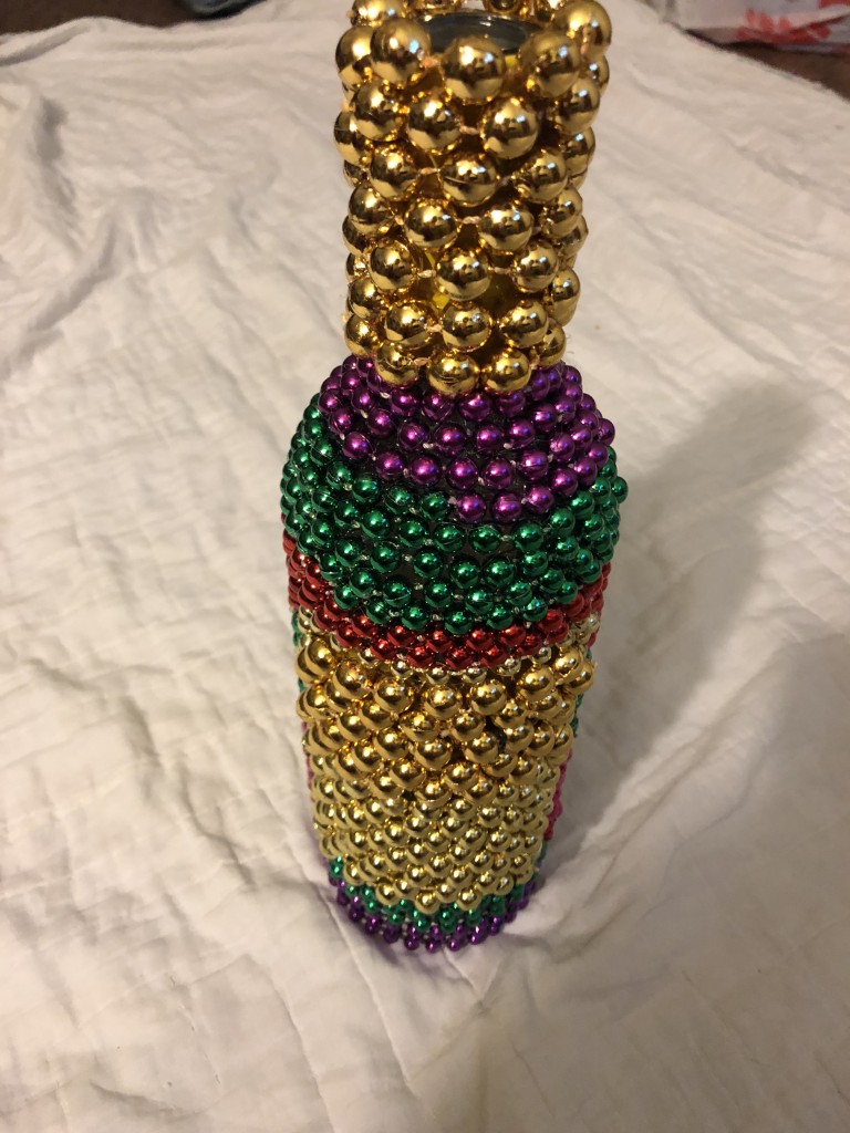 bottle standing Mardi gras beads decorations crafts diy