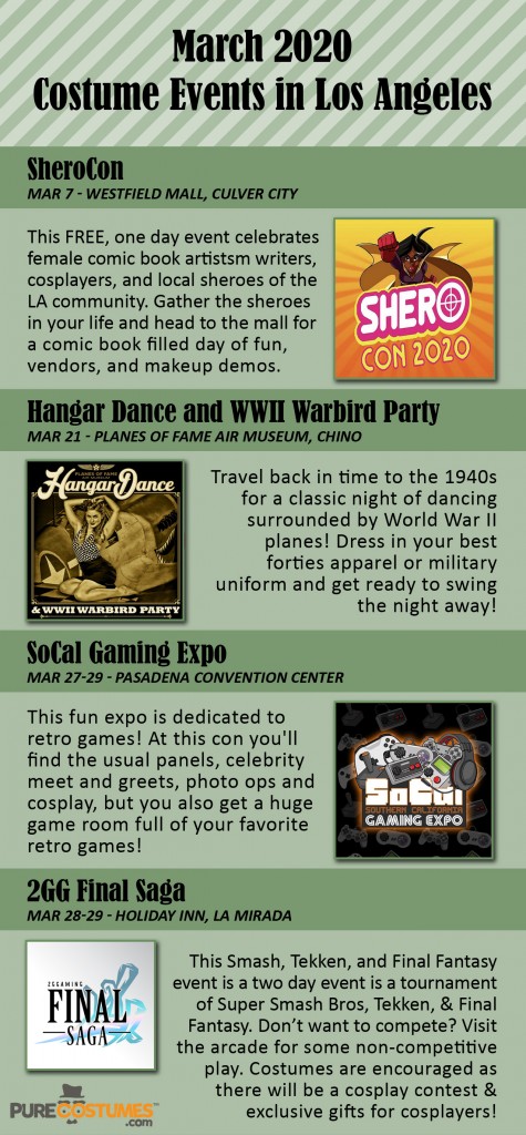 infographic March 2020 Los Angeles Costume Events