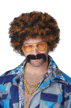 Disco Dirt Bag Wig & Moustache (Blonde/Brown)