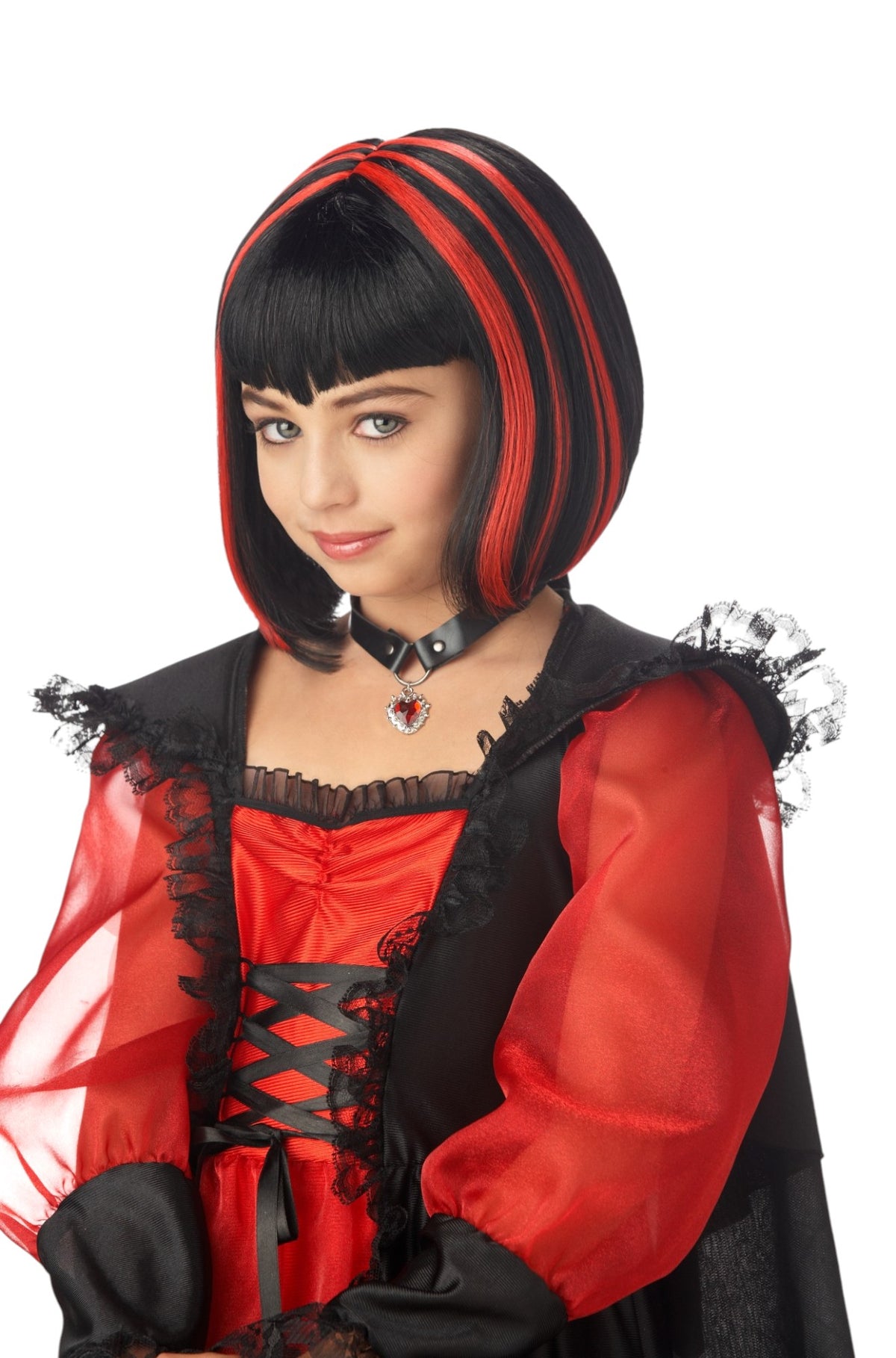 Vampire Girl Costume Wig - Black/Red