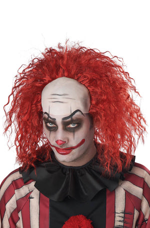 Clown Pattern Baldness Bald Cap Adult Wig (Red)