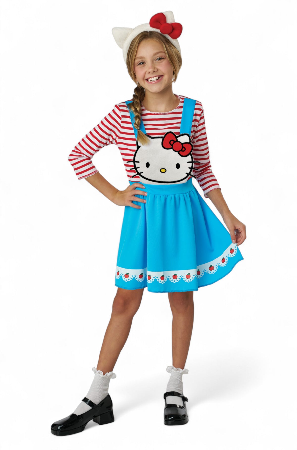 hello kitty blue dress Overall Child Costume X-Small black dress + cardigan cinderella dress up 100% cotton Size:38 Long + 32 Waist(Adjust 2